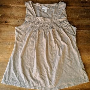 Style & Co tan raw edge tank top large shirt beige